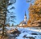 Catholic roman Church of St. Jacob above Ortisei in Italian Dolomites