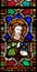 Catholic Saint, stained glass window in the Basilica di Santa Croce in Florence