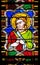 Catholic Saint, stained glass window in the Basilica di Santa Croce in Florence