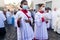 Catholic seminarians are seen taking part in the corpus christi procession in the streets of Pelourinho, Salvador, Bahia