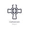catholicism outline icon. isolated line vector illustration from religion collection. editable thin stroke catholicism icon on