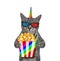 Caticorn in 3d glasses eats popcorn 2