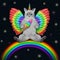 Caticorn ashen with color wings on rainbow