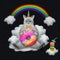 Caticorn ashen with donut on cloud chair