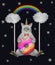 Caticorn ashen with donut on heaven swing