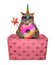 Caticorn beige with donut in pink gift box