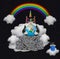 Caticorn eats blue donut on cloud 2