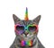 Caticorn gray in bow tie and glasses
