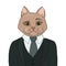 Catman in a business suit and tie. The cat man is the boss. Biggie vector illustration.