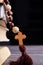 Catolic roman rosary with wooden cross.