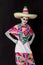 Catrina makeup. Young Mexican woman with typical costume