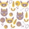 Cats abstract seamless pattern. It is located in swatch menu, vector image. Animals funny background