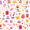 Cats birthday party pattern - vector