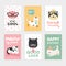 Cats cards. Cute kittens, cool and smart funny pets. Little princess vector birthday invitation