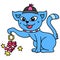 Cats celebrate chinese new year by lighting firecrackers, doodle icon image kawaii