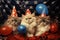 cats celebrating American Independence Day 4th fourth july usa illustration generative ai