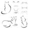 Cats drawn by lines. Line art image. Images of cats, linear drawing.