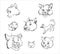 Cats emotions in doodle style. Vector sketch illustration.