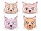 Cats face heads emoticons set in white background.