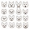 Cats faces with mustache set