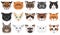 Cats heads faces emoticons vector illustration set.