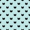 Cats heads seamless pattern. Blue and black graphic background.