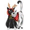 Cats hugging in Christmas costumes