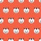 Cats Kids polka dot seamless vector background. Cute kitty faces pattern black and white on red. Geometric fun kids design. Use