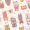 Cats - kitty - seamless, surface pattern with cute cartoons.