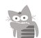 Cats life. Comic character. The gray cat looks at you and doesn`t understand anything.