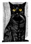 Cats, linocut vector illustration, hand-drawn cute fluffy cat poster