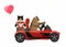 Cats in love in red car 2