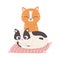 Cats make me happy, cute cats in cushion cartoon