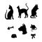 Cats and mice silhouettes set