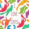 Cats pets colorful doodle vector illustration