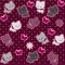 Cats. Pink Seamless Pattern.