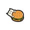 Cats play with burgers