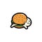 Cats play with burgers