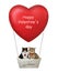 Cats in a red heart balloon