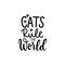 Cats rule the world cute lettering with paws