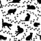 Cats seamless pattern. Kitten silhouette background