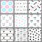 Cats seamless patterns. Cute animals backgrounds