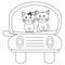 Cats sitting in a car coloring page