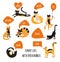 Cats with speech bubbles â€“ web design elements in cute style. Vector illustration with many animals
