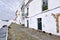 Cats on a typical narrow cobbled street in the ancient town of M