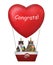 Cats unicorn in a red heart balloon