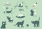 Cats , veterinary logo elements,