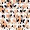 cats white with red and black spots flat illustration hand drawing vector seamless pattern simple isolated sketch