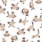 Cats yoga. Siamese cats seamless pattern. Different yoga poses and exercises