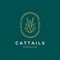 cattail grass line art badge logo vector symbol illustration design